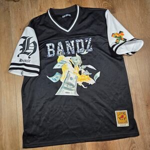Black Pike Bandz Jersey Mens 2XL Money Graphic Shirt Rap Hip Hop Y2K Urban Wear